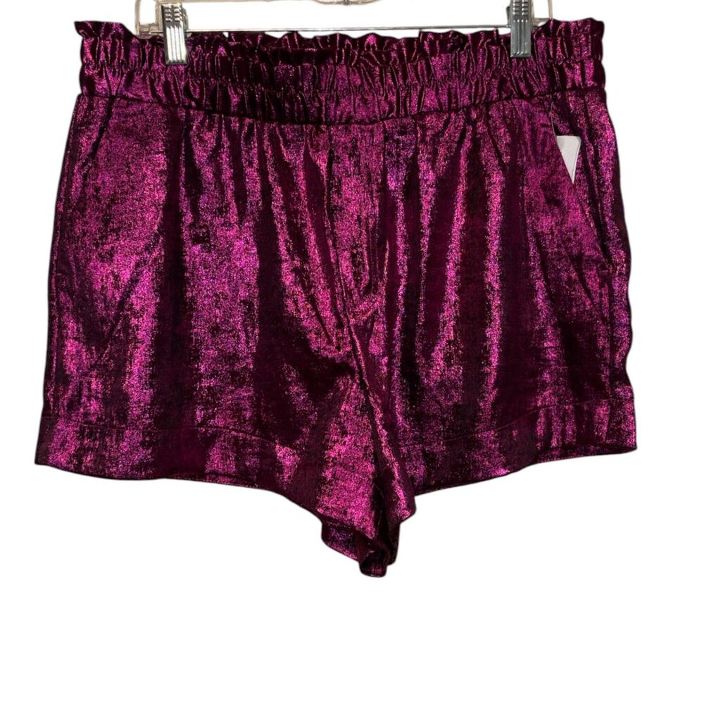 A New Day Metallic Magenta Shorts Women’s XL High Rise Party Holiday Glam